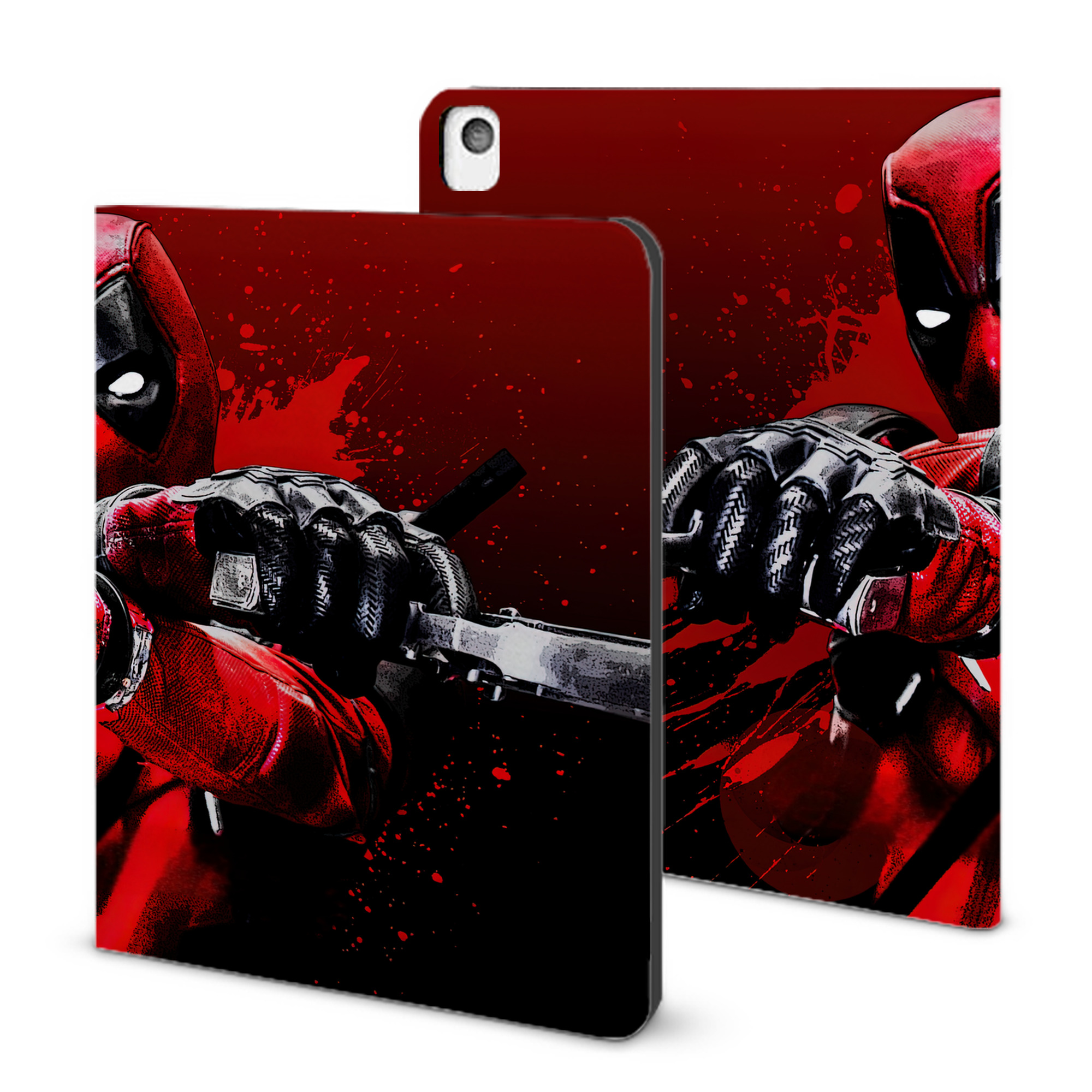 （画像用） Deadpool デッドプール IPadケース ペンホルダー付き ブックスタイルデザイン